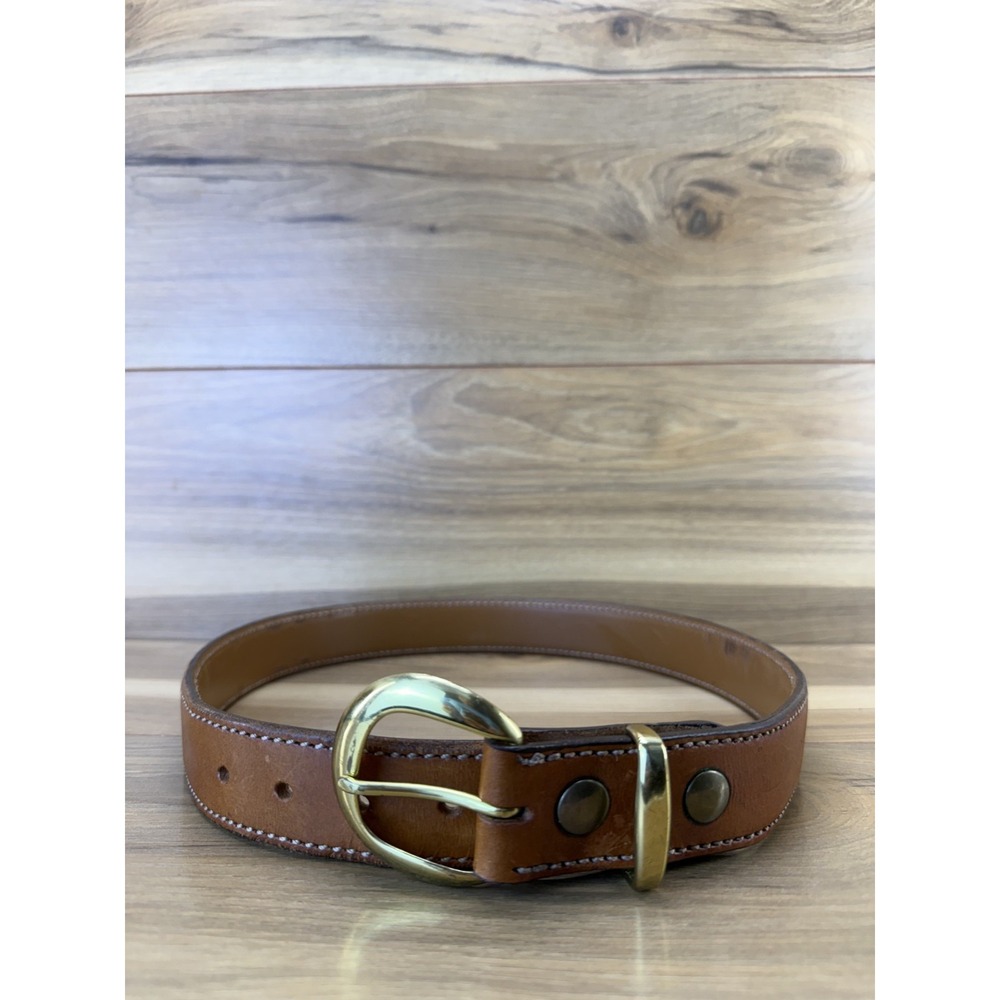 Aker California USA Made Duty Sheriff Ranger Belt Mens 34 Cognac Cowhide Brass